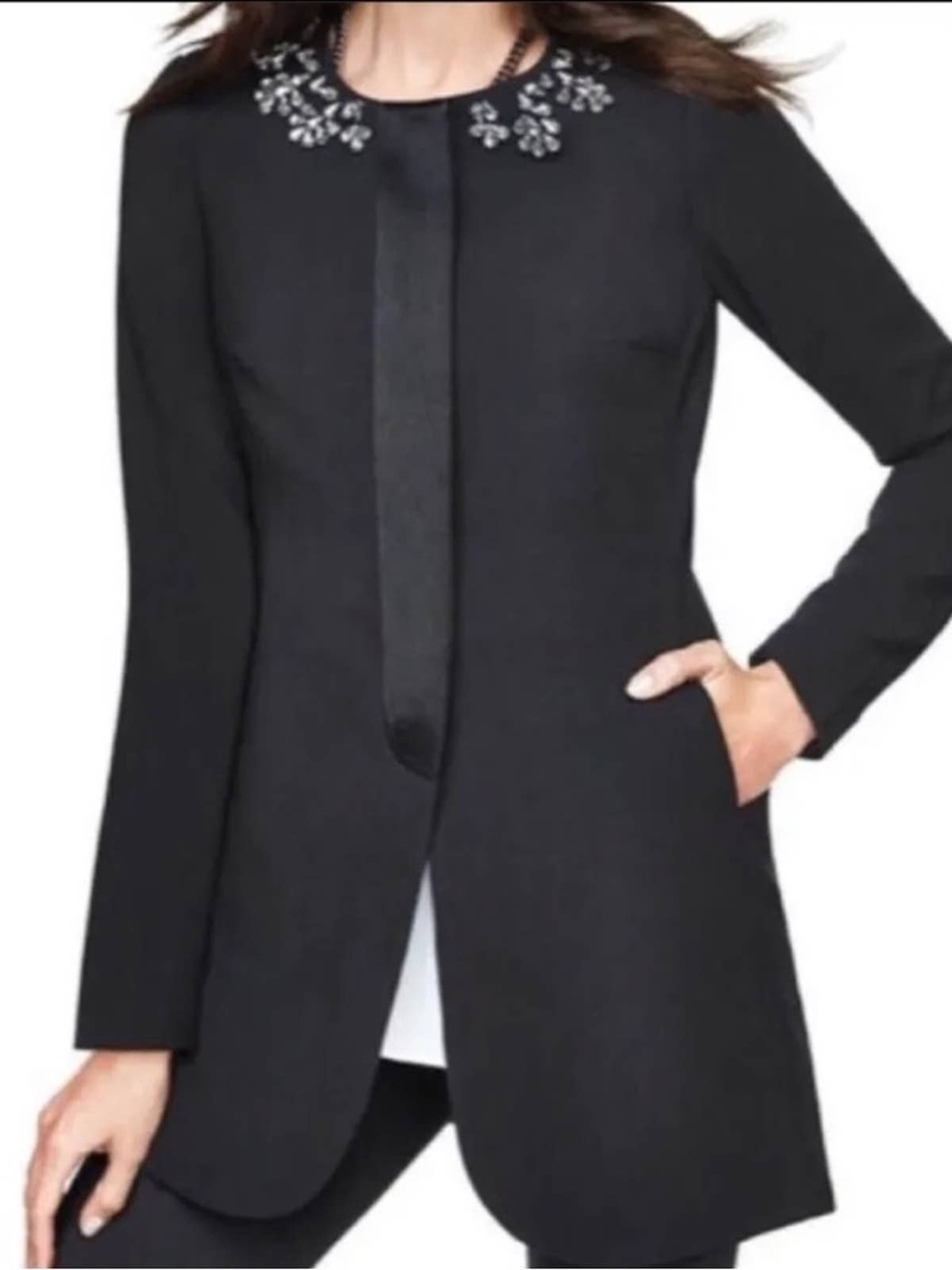 CAbi Black Embellished-Collar Blazer-Size:10 Symphony Coat